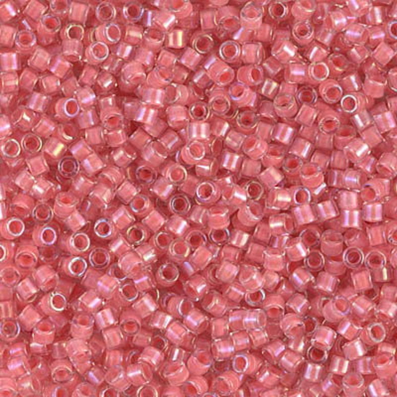 MIYUKI Delica kralen - 10/0 - DBM0070 Rose pink lined transparent iris gloss