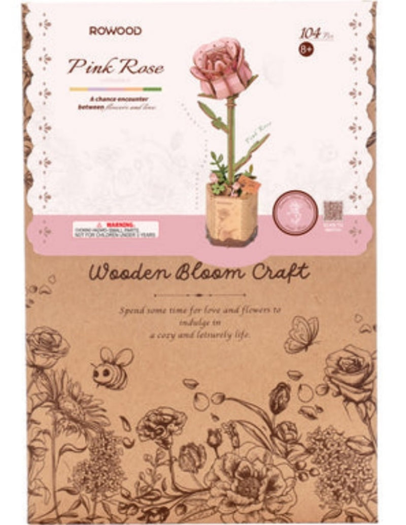 Robotime houten 3D puzzel - Pink Rose